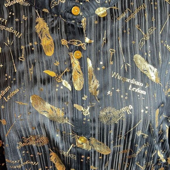 Hot Topic Harry Potter Spell Icons Girls Long-Sleeve Woven Button-Up Plus Size 2 - Picture 3 of 8